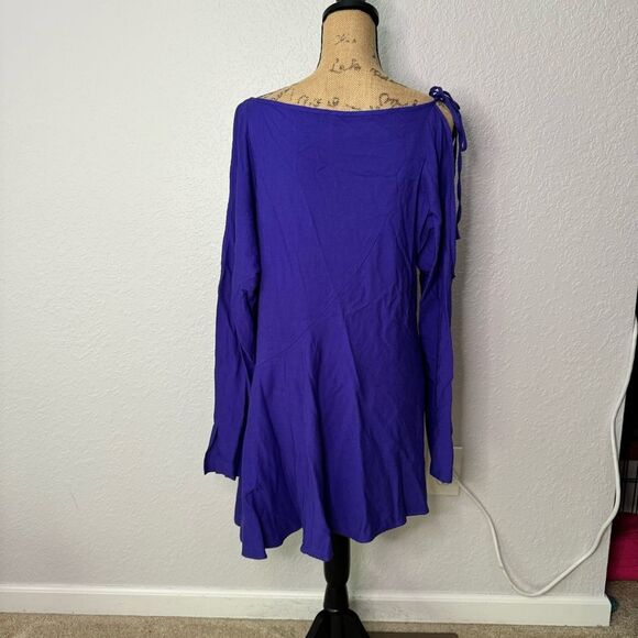 Free People Clear Skies Cold Shoulder Tunic Dress Purple Size M Asymmetrical - Picture 9 of 10